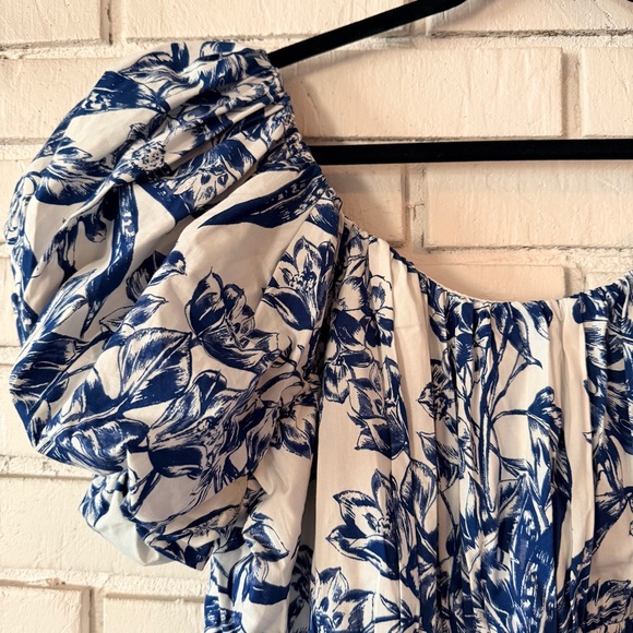 Abercrombie blue floral print puff sleeve dress - Picture 5 of 13